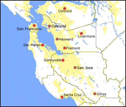 Map of the Bay Area.